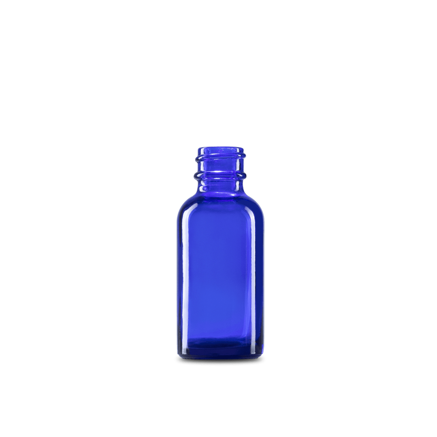 BOTELLA DE VIDRIO COLOR AZUL DE 30 ML CUELLO 20-400