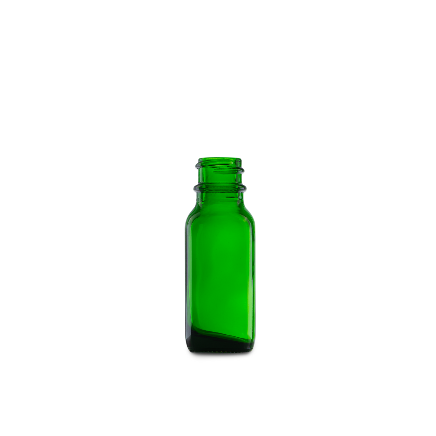 BOTELLA DE VIDRIO COLOR VERDE DE 15 ML CUELLO 18-400