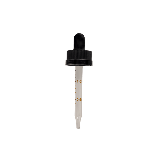 Gotero de vidrio con bulbo negro y tapa de seguridad 20-400