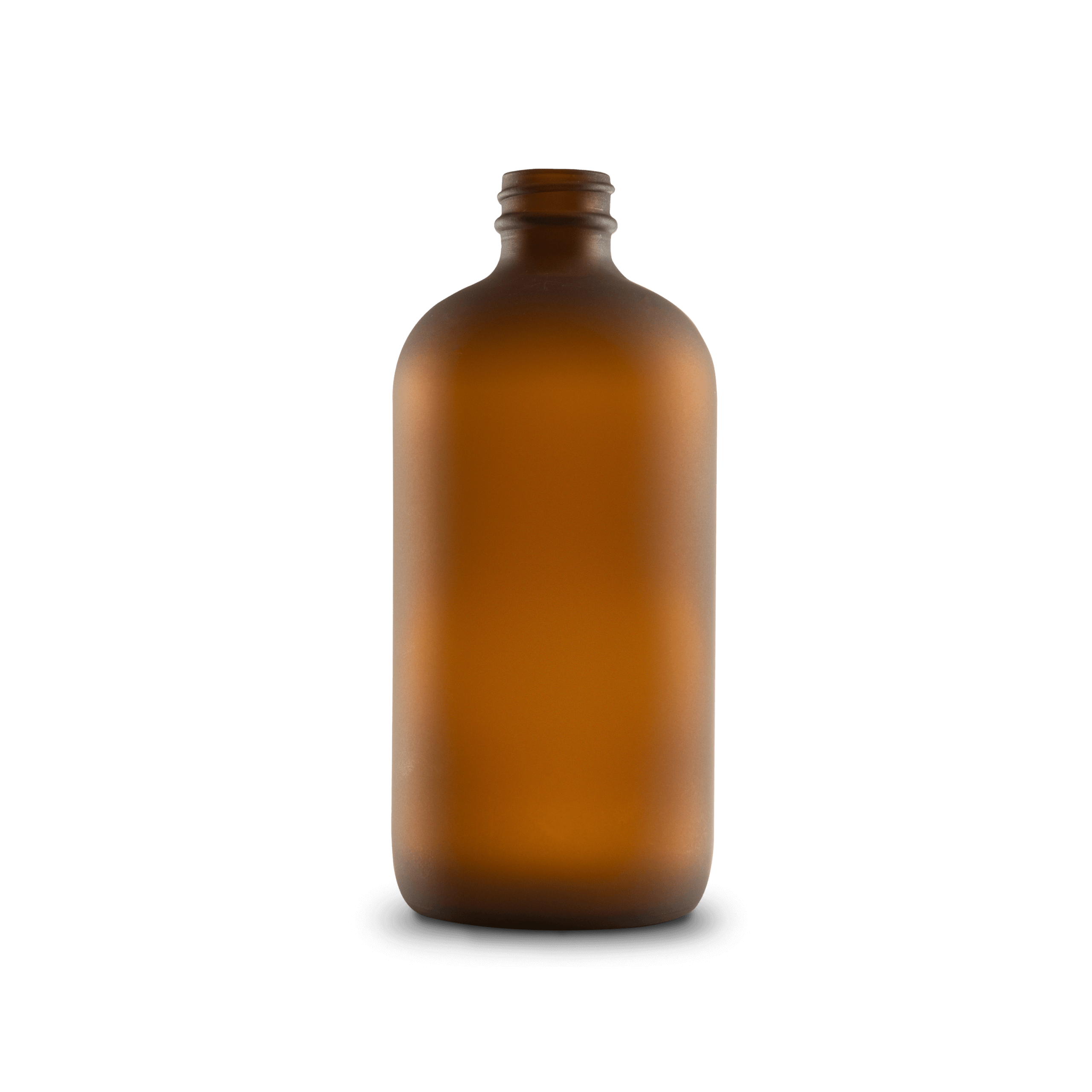 BOTELLA DE VIDRIO COLOR AMBAR ESMERILADO DE 480 ML CUELLO 28-400