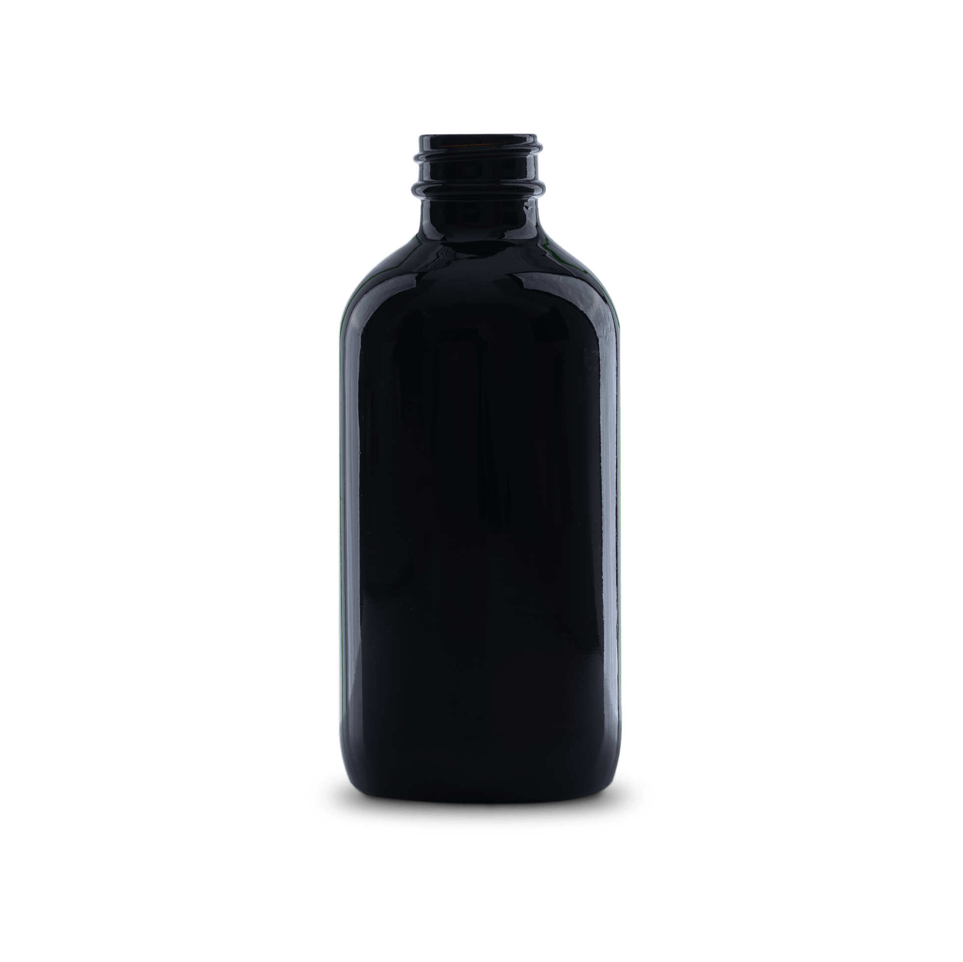 BOTELLA DE VIDRIO COLOR NEGRO UV DE 240 ML CUELLO 28-400