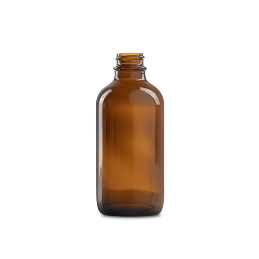 BOTELLA DE VIDRIO COLOR AMBAR DE 120 ML CUELLO 22-400