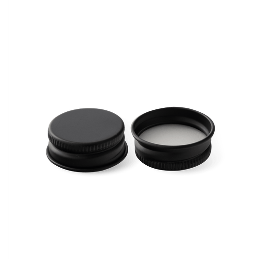 Tapa Negra de Aluminio con liner 28-400